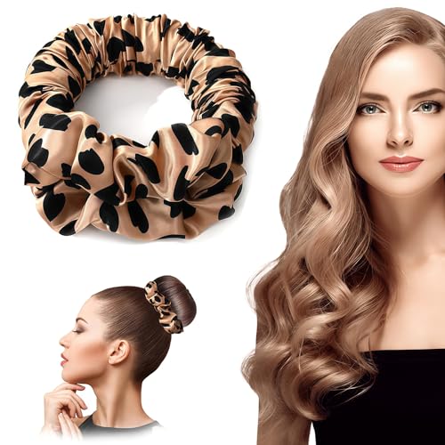 Heatless Curling Scrunchie for Women - Silk Hair Tie & Overnight Curls No Heat Hair Roller | Soft Sleep Scrunchies for Long Hair | Lazy Curling Headband & Ponytail Holder