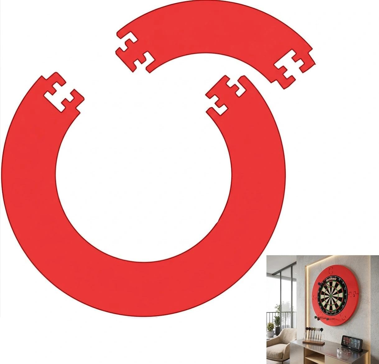 Dart Catchring Surround, 4-częściowa ramka tarczy do darta, pierścień do łapania darta, do ochrony ściany, tylna płyta ochronna, czerwona