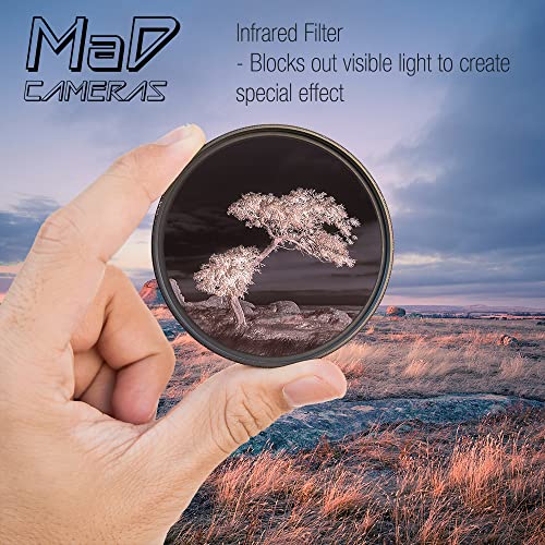 MaD Camera, 62mm R72 IR Infrared Filter, 720nm Premium DSLR Lens Filter for High-Contrast Black & White Photography - Image 2