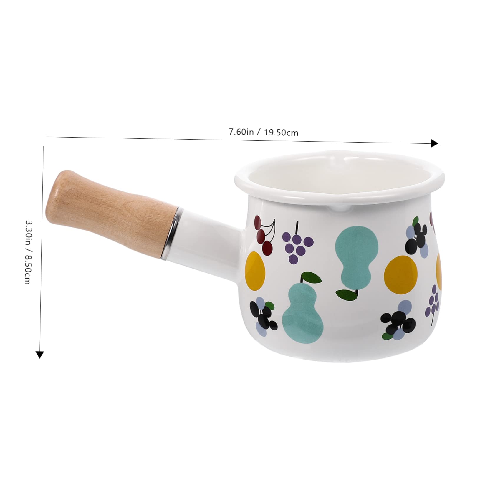 PRETYZOOM Enamel Butter Warmer Pot Japanese Style Milk Pan with Long Handle Compact Non Stick Design for Easy Use for Home Cooking and Food Preparation Random Style