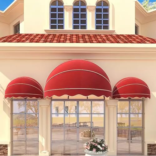 KDDFN Auvent de Porte Hémisphérique,Marquise Solaire,Auvent de Fenêtre en Forme de Dôme,Couverture d'Auvent de Porte Imperméable et Résistant Aux UV,pour Jardin de Terrasse (Diameter:80cm/31in,Red)