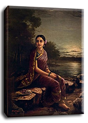 Image of Tallenge - Radha In The Moonlight - Raja Ravi Varma Mythology Collection - Medium Gallery Wrap - Framed (17 x 24 inches)