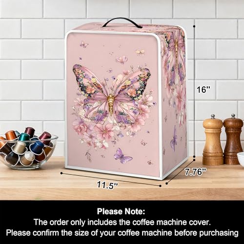 Image of Universal Coffee Maker Cover, Durable Polyester Lightweight Long-Lasting Dustproof Cotton Blend Appliance Protector for Kitchen Countertops (Pink)