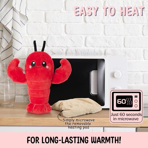 Image of Crustacean Microwavable Unscented Heating Pad for Women - Warm Cozy Plush Heatable Stuffed Toy Animal - Hot and Cold Heat Bag Gift for Women and Girls Red