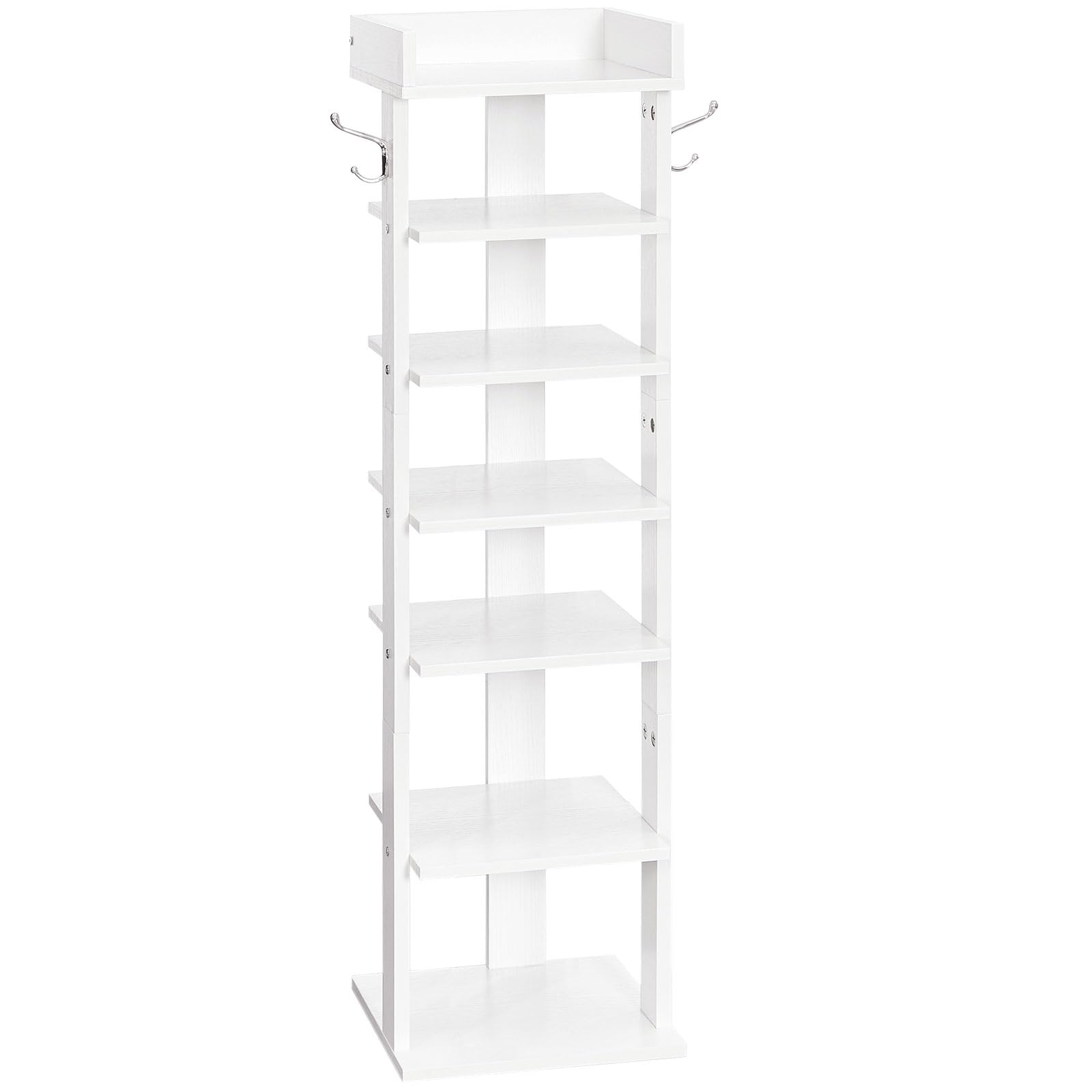 HOOBRO Schuhregal, vertikales Schuhablage, Schuhschrank, schmale Schuhständer mit Zaun und Haken, platzsparend, für Flur, Wohnzimmer, Schlafzimmer