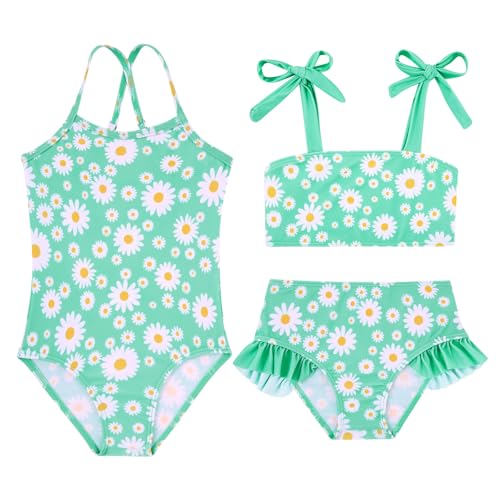 Image of Girls Swimsuit One-piece Bikini Set Two Sets Matching Bathing Suits 2-6T Adjustable Strap Summer Beach