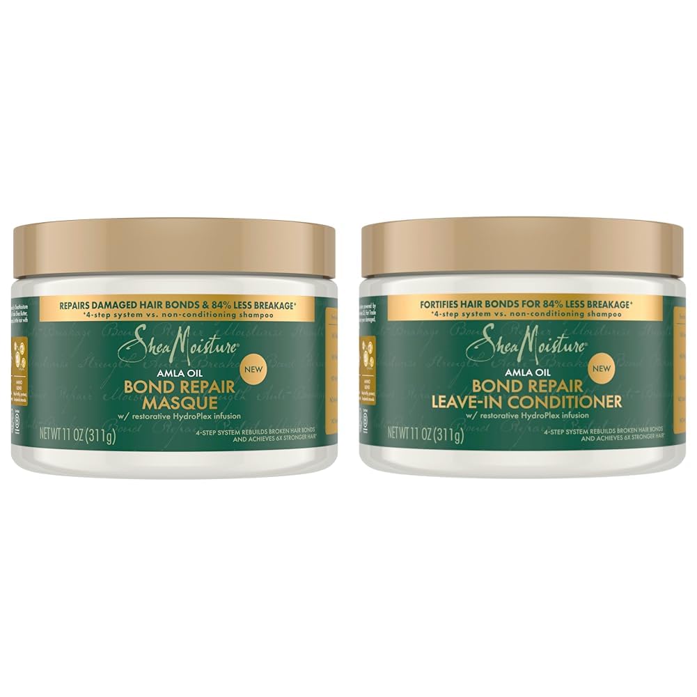 SheaMoisture Bond Repair Masque and Leave-In Conditioner Bundle with Amla Oil, 11 oz Each to Strengthen, Repair and Hydrate Curly Hair
