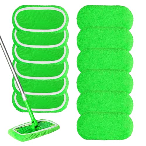 12 Piezas Paños de Suelo para Mopa Swiffer Sweeper, 25.4x 11.5cm Almohadillas Reutilizables para Limpiar Suelos Duros, Recambio Mopa Microfibra, Fregona Recambio Húmedo y Seco, para Limpieza de Suelos