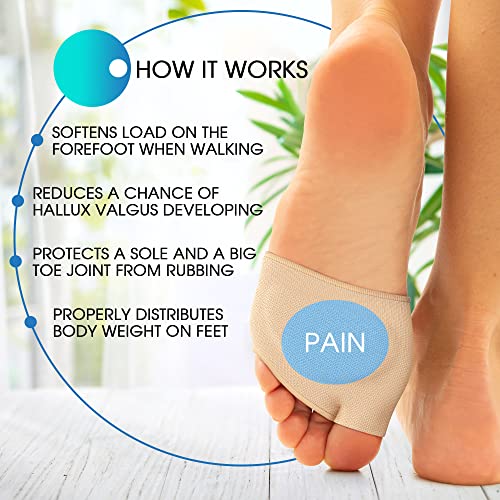 Image of Metatarsal Pads - Ball of Foot Cushions - Foot Pads for Mortons Neuroma Pain Relief - Forefoot Cushioning Sleeve with Built-in Gel Pads - Help Metatarsalgia, Mortons Neuroma (Medium /Large)