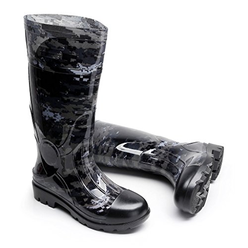 Image of Man Knee High Rubber Rainboots Camo Waterproof Rubber Boots for Garden Man Rain Footwear Size
