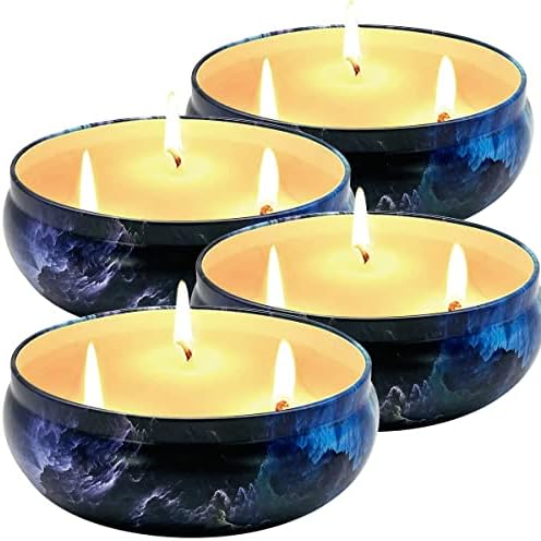 Citronella Candles Outdoor 4 Packs 3 Wicks Lemongrass Scented Candles Gift Set 13.5oz Large Soy Wax Scented Candle Set for Home Patio