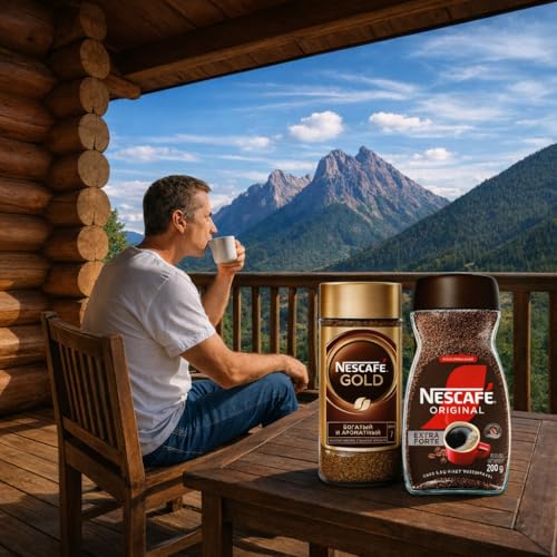 Image of Nescafe Combo Pack - Gold Rich & Aromatic + Original Extra Forte Instant Coffee (190g+200g) By COUGAR | Premium Freeze-Dried Coffee | Smooth & Strong Blend | FREE 2 PRESTIGE PISTACHIO WAFFI BARS INCLUDED - (IMPORTED)