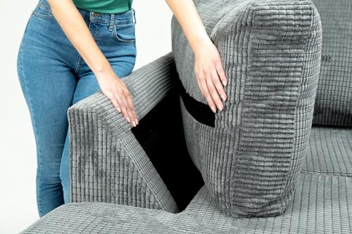 Generic 2 Corner 2 Sofa - Jumbo Cord Sofas for Living Room with Thick Luxury Fixed back rest Cushioning | Sectional Couches Lounge Sofa Cream - Image 4