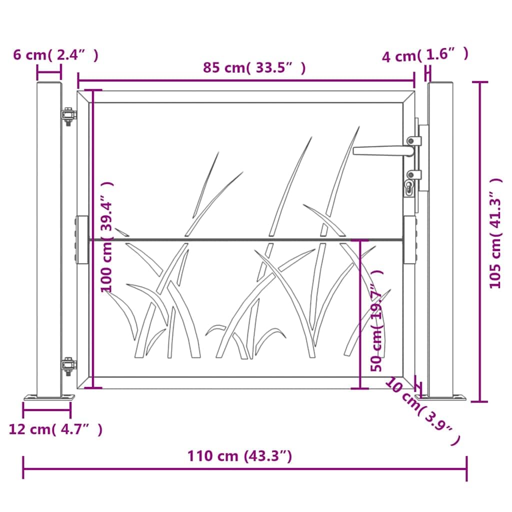 vidaXL Puerta de jardín Acero Gris Antracita diseño Hierba 100x100 cm, Puerta de Valla, Puerta de Exterior, Puerta de Metal, Puerta de Seguridad