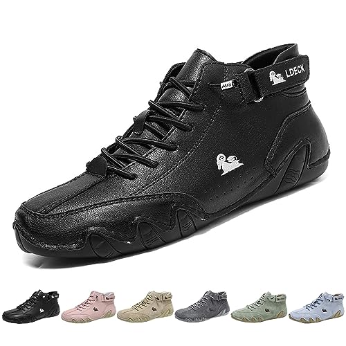 Explorer Waterproof Lightweight Unisex Outdoor Shoes for Hiking Camping & Driving Shoes High Top Chukka Boots Non-Slip Breathable Women&Men Italian Handmade Sports Shoe (Black,8.5,8.5,Men,7)