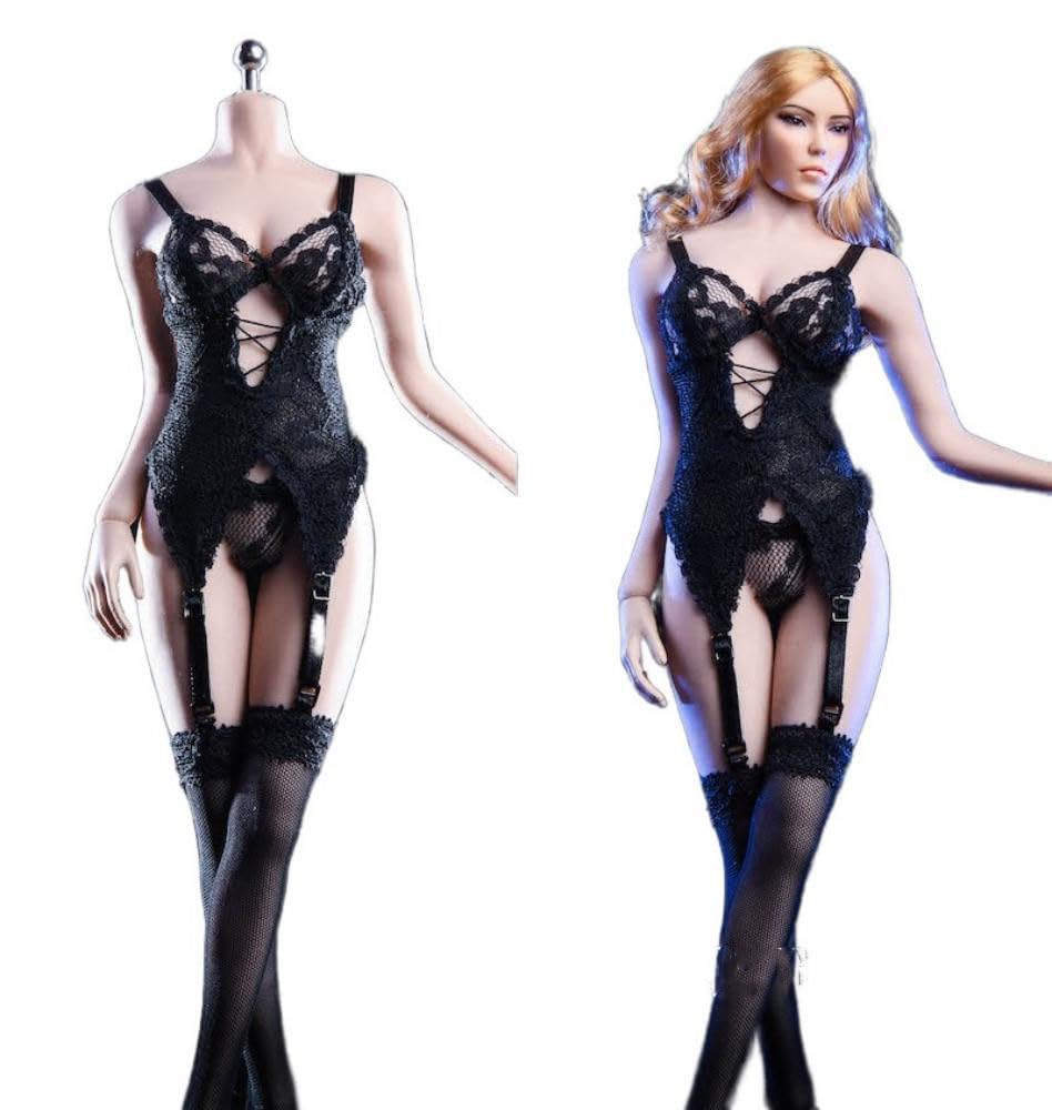 Lingerie pour femme 1/6 en tissu noir pour shooting photo de figurines Phicen