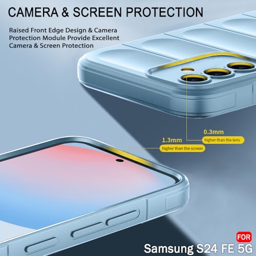 Image of TheGiftKart Liquid Silicon Back Cover Case for Samsung Galaxy S24 FE 5G | Shockproof Military Grade Protection | Micro-Fibre Cloth On Inner Side | Anti-Slip Grip Cover for Samsung S24 FE (TPU, Blue)