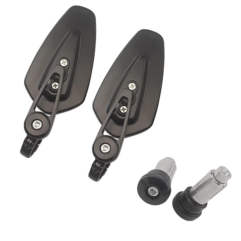 Specchietto laterale moto da 7/8" 22 mm, specchietto retrovisore lato barra per specchietto retrovisore moto Scooter Cafe Racer (Nero)
