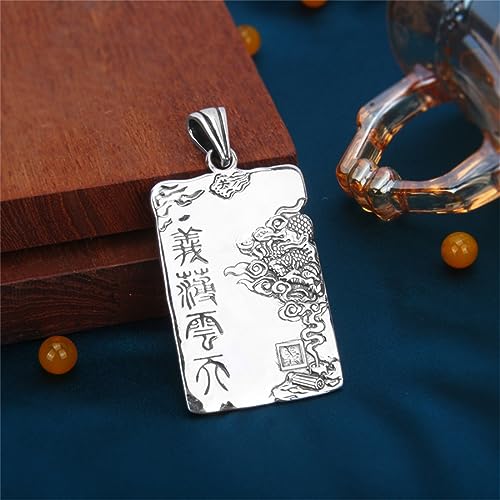 S925 Sterling Silver Martial God of Wealth Guan Gong Pendant, Vintage Fashion Versatile Sterling Silver Pendant Necklace4
