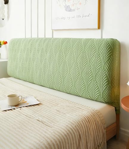 Hearda Headboard Cover for King Bed Green Jacquard Velvet Headboard Slipcover Stretch Dust proof Bed Board Protector Modern All-Inclusive 150cm