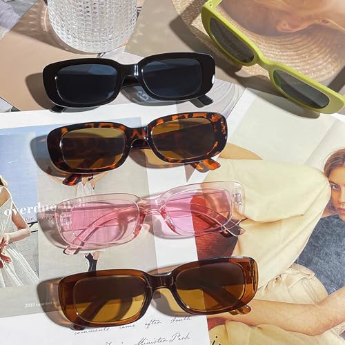 Matcheck 8 Pack Retro Rectangle Sunglasses Women Girls Square Eyewear Classic Mixed Color Narrow Frame Fashion Glasses3