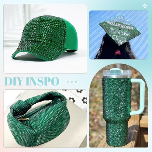 Image of 6100Pcs Resin Rhinestones for Crafting with 2Pcs 10ml B7000 Jewelry Glue, 1 Box Flatback Crystals Diamond (Emerald Green) for Bedazzling Crafts DIY Nail Art Non Hotfix Gems for Clothing Shoes
