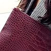 Women's Retro Stylish Pu Envelope Fashion Clutch Crocodile Pattern Clutch Purs Oversized Evening Handbag, Claret-red 1pc #3