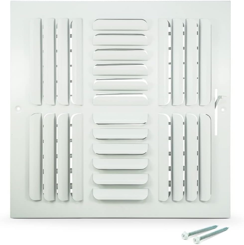 EVERICA 12" x 12" White AllSteel FourWay Fixed Curved Blades AC