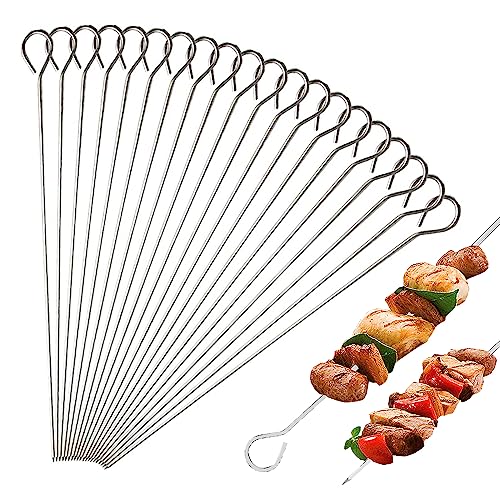 BBQ Metal Skewers Stainless Steel 20 PCS 7.87'/20cm Food-Grade Kebab Skewers Turkey Lacers QQ CAT...