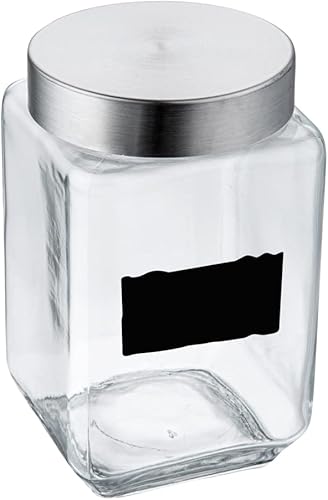 Miniatura 2 de Restaurantware Vetri - Tarro de almacenamiento de vidrio de 58 onzas, con tapa, etiqueta de pizarra, 3 12 x 3 12 x 7 14 pulgadas, caja de 1 unidad