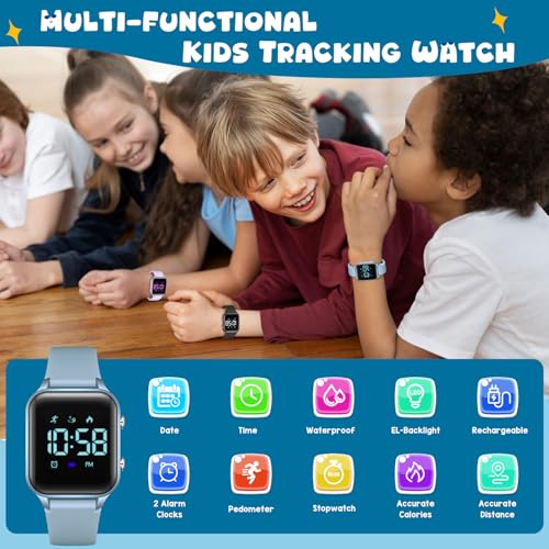 Image of Timever Kids Digital Watch for 5-14 Years Old Girls Boys Kids Sports Watch Outdoor Digital Watch with Pedometer Distance Calculation Vibration Dual Alarm Clock
