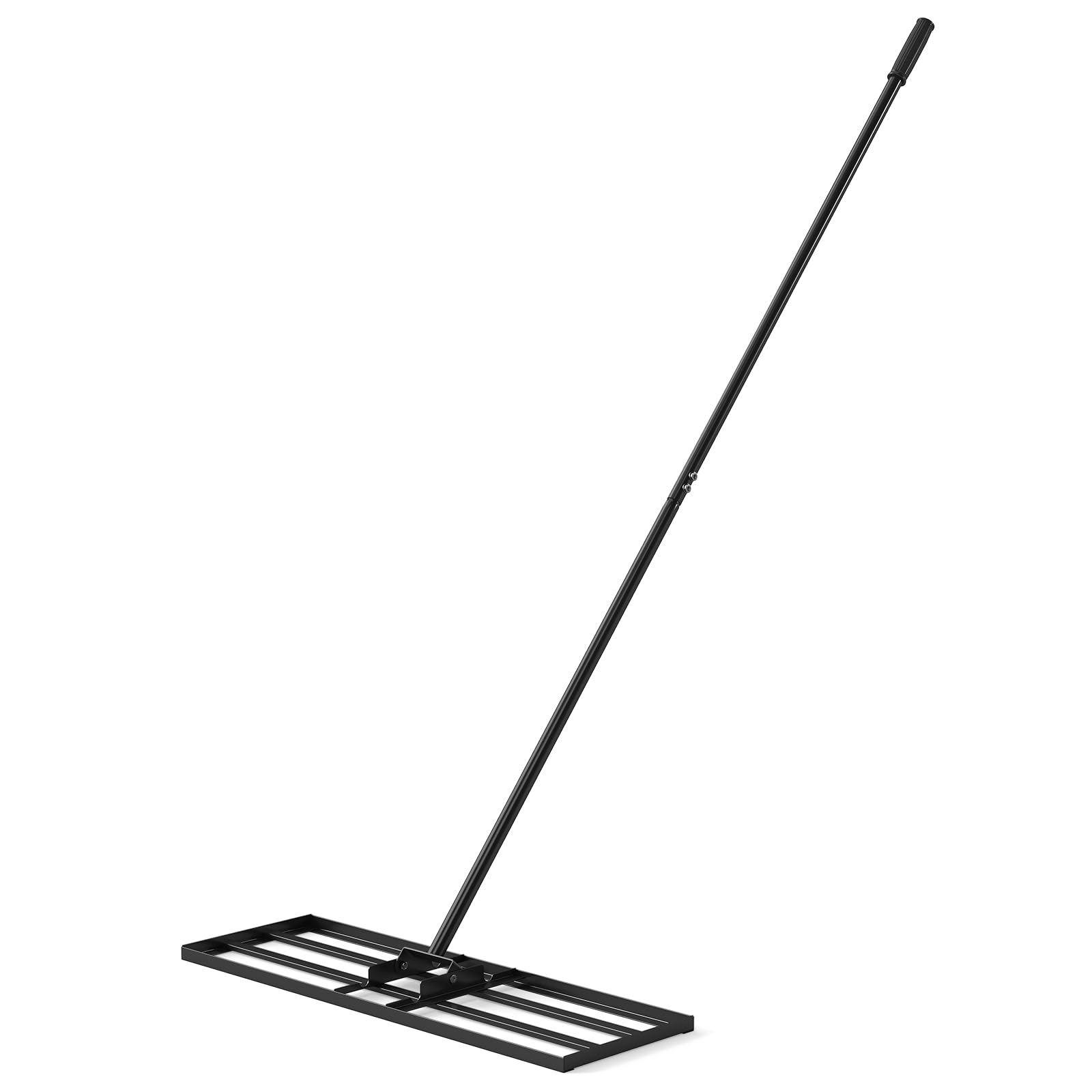 Rastrillo nivelador de césped de 30"/36"/42"/46" x 10", nivelador de césped de acero con recubrimiento en polvo con mango largo de 77", herramienta para nivelar el suelo en jardines, césped, campos