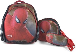 شنطة ظهر مدرسية بتصميم سبايدر مان مع حقيبتين مقاس 17 انش - GS17-B