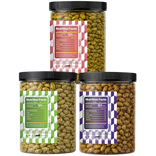 Image of LILA DRY FRUITS Edamame Beans Combo Pack 100 g x 3 Indian Tadka, Magic Masala & Roasted Salted | Crunchy Roasted Edma Beans Protein Snack | Healthy Namkeen Alternative Perfect for Gifting (300 gms)