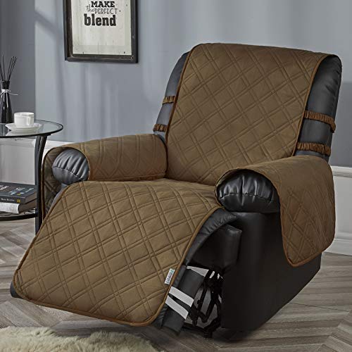 Stonecrest Recliner Chair Cover, Reversible Recliner Cover With Straps To Stay In Place (Chocolate/Tan-Double Diamond, 25" Regular & Deepseat Recliner) #TOP18