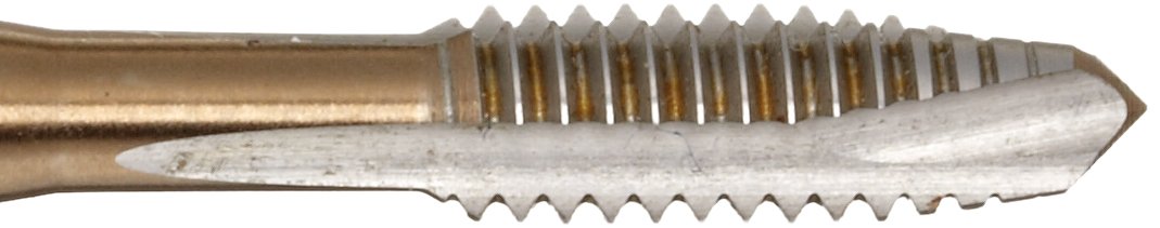Dormer EP20 Powdered-Metal Steel Machine Spiral Point Threading Tap, Gold Oxide Finish, Round with Square End Shank, Plug Chamfer, #8-32 Thread Size, 4.5mm Shank Diameter (Pack of 1)