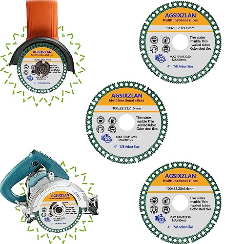 AGSIXZLAN 3-Pack 4" Indestructible Disc for Grinder,Angle Grinder Cutting Disc- with 2 Adapters Ring for 7/8 & 4/5 Models,Cut Everything in Seconds,for Smooth Cutting,Chamfering,Grinding of All Materi