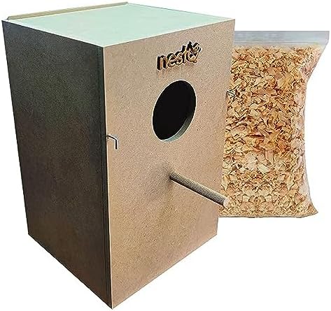 Nido Ninfas Carolinas Cacatúas MDF Vertical 30x21.5x20.5cm M | viruta incluida, 30x21.5x20.5cm