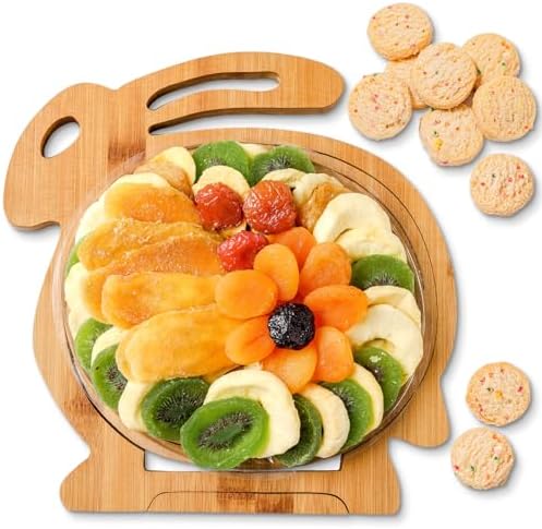 Easter Gift Basket, Healthy Assorted Dried Fruit and Shortbread Cookies Natural Snack Gift Food Tray, Office, Men, Woman, Him, Her, Kids, Children, Families, Bonnie and Pop