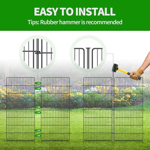 10 Panels No Dig Decorative Garden Fence - 48 in (H) x 21 ft (L), Tall Garden Fences - Dog Fence Outdoor for Yard, Rustproof Metal Animal Barrier Ground Stakes Fencing for Garden, Patio by CIRONBOW - Image 5