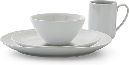Portmeirion Sophie Conran Arbor Organic Shape Stoneware 4 Piece Place Setting, Service for 1, Dove Grey