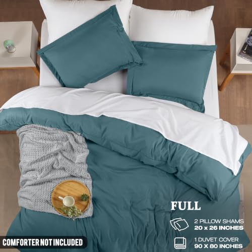 Image of Duvet Cover Full, 3 PC Cotton Like Polyester, Zipper Closure, Blue Heaven