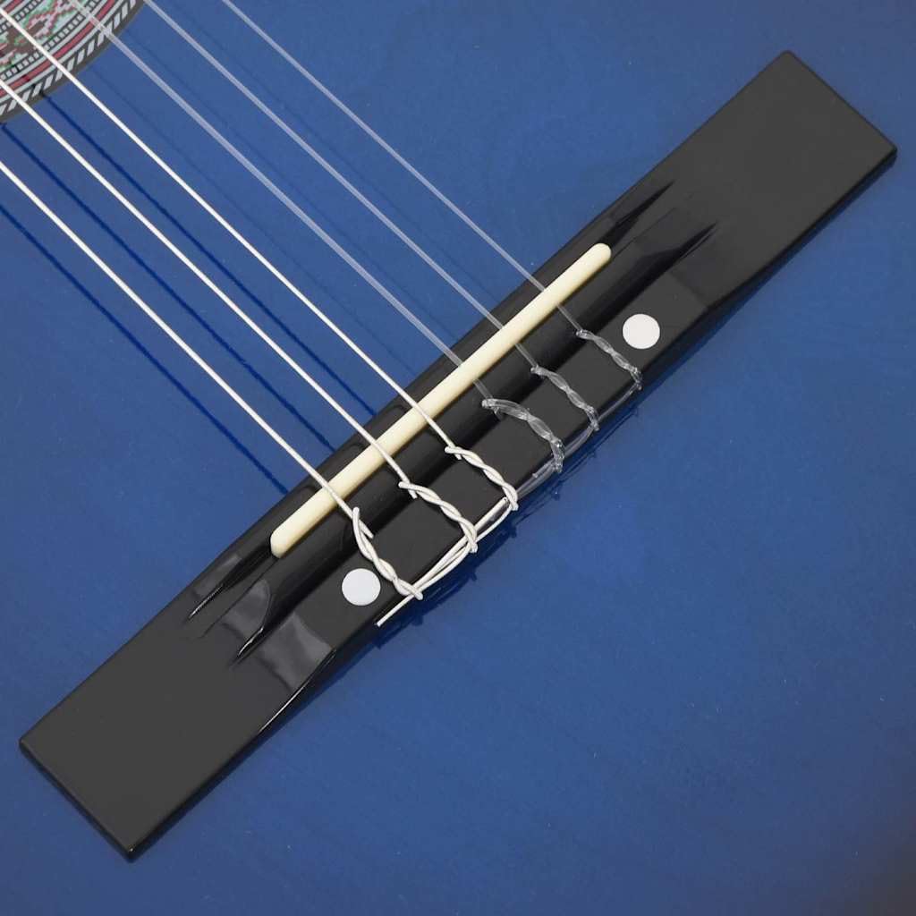 Westerngitarre 38 Zoll Set Blau, 12-tlg. Akustikgitarre mit Zubehör, Tasche, Stimmgerät & Ständer für Anfänger