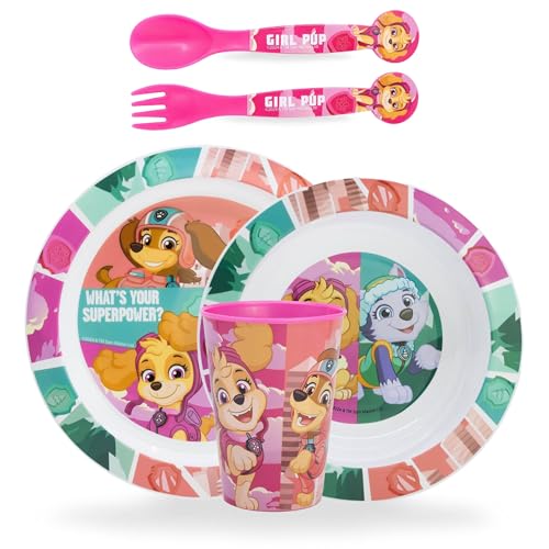 Sorrisini Set Stoviglie Riutilizzabili, Piatti In Plastica Per Asilo, Scuola Con Piatto, Ciotola, Posate, Bicchiere, Set Svezzamento Prima Pappa Bambi