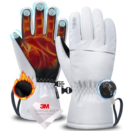 TIBISI Winterhandschuhe Fahrradhandschuhe -5℃ Warme Thermo Wasserdichte Ski-Handschuhe Touchscreen Rutschfest Winddichte Laufen Motorradfahren Wandern Skifahren 3M...