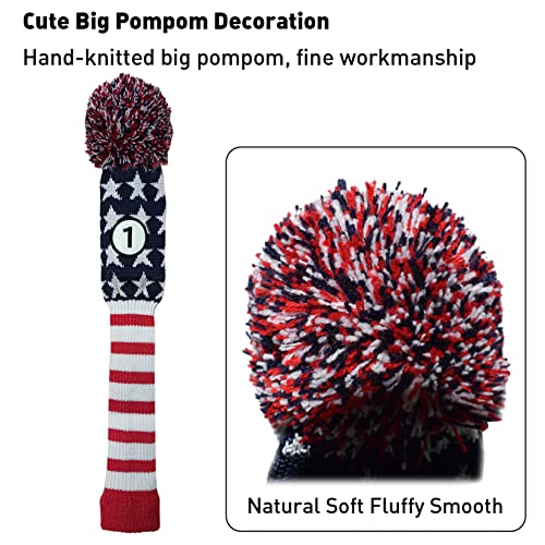 Laisuntim Knit Golf Club Headcover With Classic Creative Stripes And Star Patterns Fit Over Well Driver (460Cc) Fairway Wood And Hybrid (Ut) With No. 1 3 X #TOP3