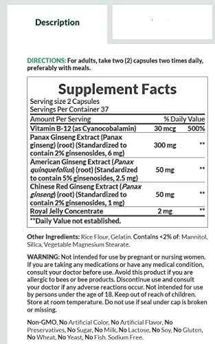 Nature's Bounty Ginseng Complex Herbal Health Capsules 75 ea (Pack of 2)