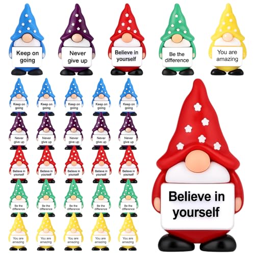 Vicenpal 25 Pcs Mini Inspirational Gnome Emotional Uplifting Gnomes Resin Figurines Gnome Statues for Garden Decor Fairy Projects Motivational Decorations for Christmas Outdoor Patio and Home Spaces