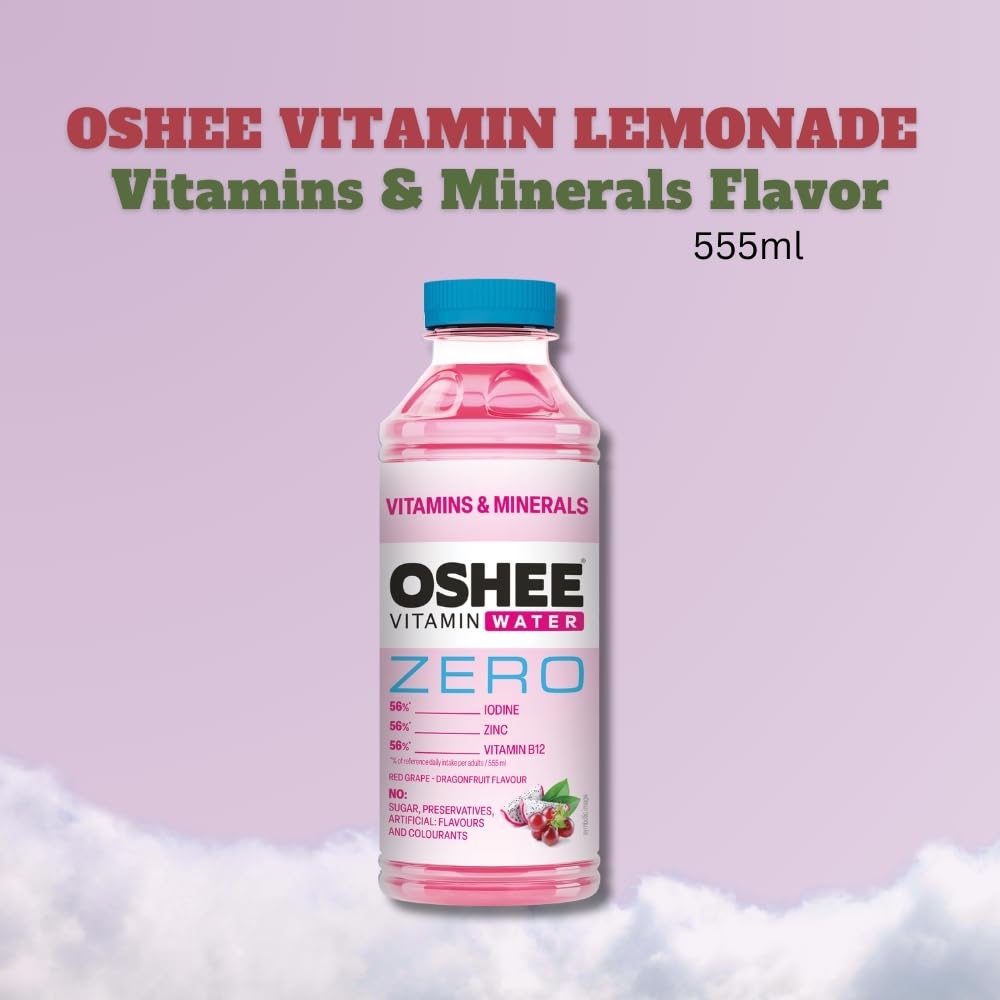 SORINA Oshee Vitamin Water Zero Vitamins & Minerals Flavour 555ml (Pack of 6) – Magnesium, Niacin, Pantothenic Acid, Vitamin B6, Folic Acid, Biotin, Vitamin B14