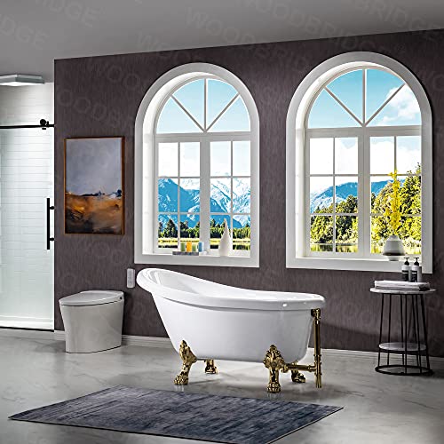 WOODBRIDGE B0021-PG-Feet+PG-Drain Bathtub, Polished Gold